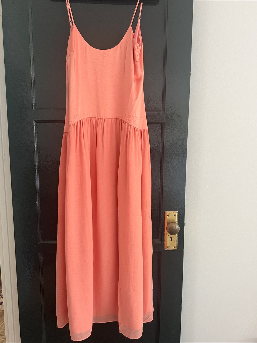 SOLID & STRIPED Coral Spaghetti-Strap Maxi Dress